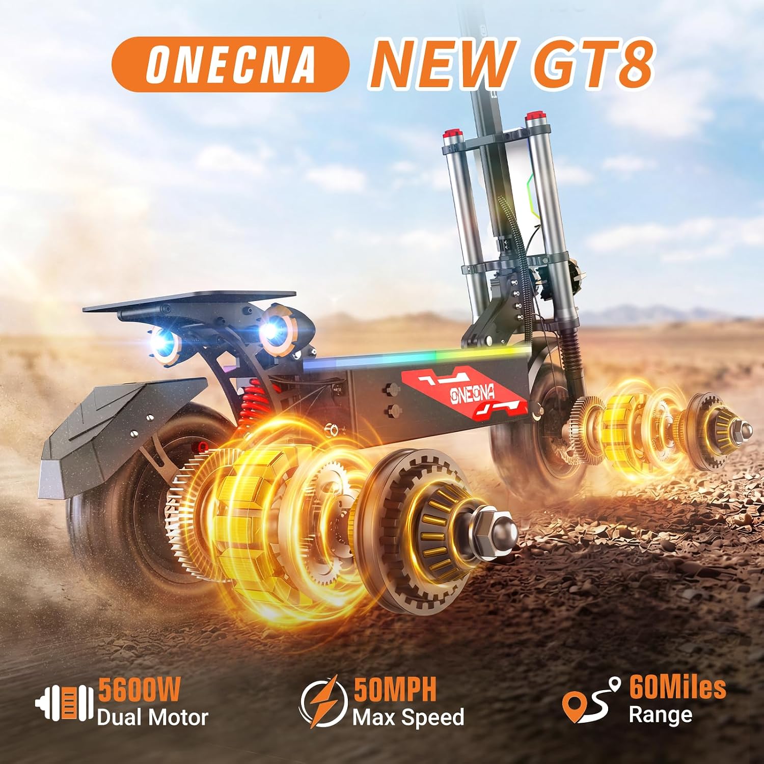 ONEONA GT8, Skuter Listrik Lip - 60V 5600W Dual Motor Electric Scooter ulasan dan harga