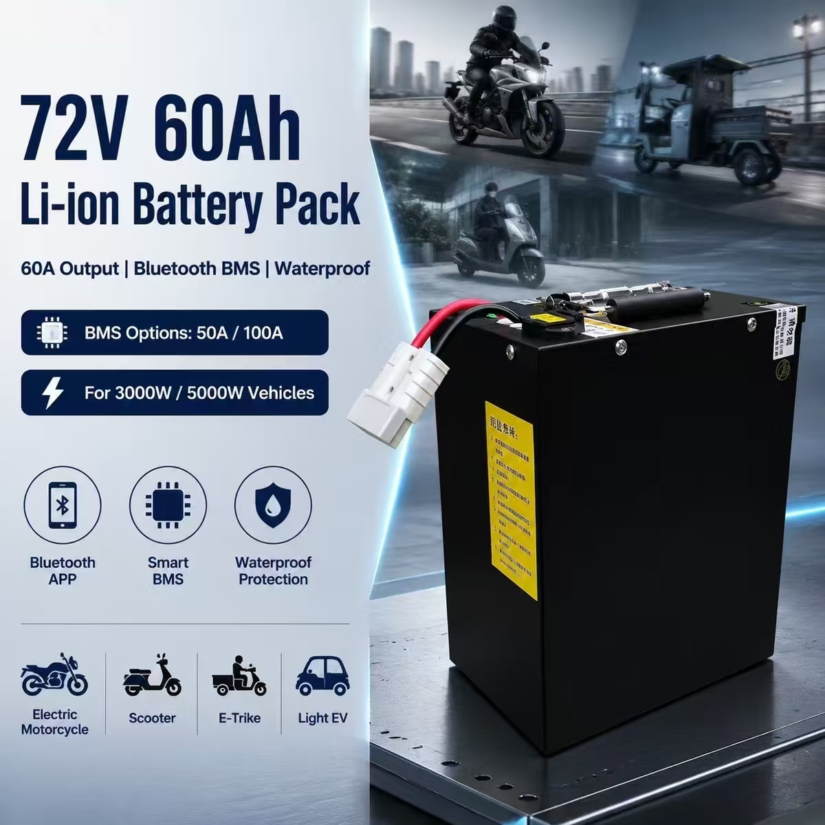 Paket Baterai Li-ion Lithium P - 72V 60Ah Lifepo4 Battery Pack ulasan dan harga